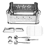 Edelstahl Grill Kohlegrill Portable Gegrillter Fischherd Effektive Kochen Outdoor Camping Picknick Kompakte Größe (Keine ausziehbare Lüftung)