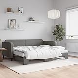 Mokuyary Tagesbett Ausziehbar mit Matratzen Dunkelgrau 90x200 cm Stoff, Schlafsofa Bett mit Lattenrost Bettgestell, Gästebett Couch Bett Sofabett für Wohnzimmer, Schlafzimmer -A