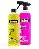 FERDOTEC Auto Reinigungsset Shampoo & Felgenreiniger (2 x 750 ml) - Hochkonzentriertes Autoshampoo für Auto Schaumreich, Schonend zu Lacken & Versiegelungen, Alufelgen Reiniger - Felgenreiniger Set