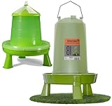 8 Liter Geflügeltränke grün mit Füßen und 4 KG Futterautomat grün mit Füßen für Hühner, Futtertrog Hühner, Futterspender Hühner, Hühnerfutter Automat, Hühner Futterautomat, Hühner Futterspender