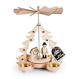 Original Erzgebirge Weihnachtspyramide „Waldarbeiter“ für Teelichter - Pyramide mit Waldmotiv & Rehen - Weihnachtsdeko, Holzpyramide, Holzkunst aus dem Erzgebirge - 25 x 17 x 17 cm - Made in Germany