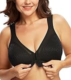 DotVol Damen Vollschalen Vorne Vershcluss Starker Halt Ohne Bügel Große Größen Funktioneller Minimizer BH(Schwarz, 105B)