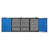 Jan Nowak Hängeschrank Werkzeugschrank Werkstattschrank Metallschrank Lochwand 2 Fächer 160 cm x 60 cm x 20 cm (Anthrazit-Blau)