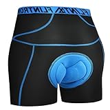 flintronic Radunterhose Herren mit Sitzpolster, Radunterhose Gepolstert, 4D Gepolsterte Fahrradhose, Fahrrad Unterhosen Radhose, Kurz Atmungsaktive, mit Elastische (Schwarz+Blau, L)