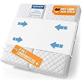 Blumtal Liebesbrücke für Matratzen bis max. 240 cm Gesamtbreite - wasserdichter Matratzenverbinder mit Spanngurten 90 cm Länge - festsitzende Matratzenbrücke waschbar bis 60 °C - Bettbrücke 3-lagig