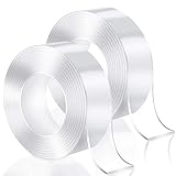 2 Rollen Doppelseitiges Klebeband Extra Stark, 20M Multifunktionales Wiederverwendbares, Spurloses Waschbares Transparent Nano Klebeband, Für Teppich, Küche, Party, Foto-Poster Doppelklebeband.