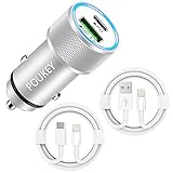 Zigarettenanzünder USB C Auto Ladegerät Adapter mit 2x iPhone Ladekabel[Apple MFi Zertifiziert], Poukey 38W PD&QC3.0 iPhone Kfz Ladegerät Handy Autoladegerät für iPhone 14 13 12 Pro Max/Mini/11/XS/X/8