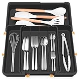 Euqvunn Multidirektional Erweiterbarer Besteckkasten für Schubladen, Besteckkasten mit 4-7 Einstellbaren Fächern, Ideal für die Aufbewahrung von Besteck und Küchenutensilien in der Küchenschublade