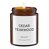 ANSOYER Massagekerze,128 ml, Kerze für Entspannung, natürliche Rohstoffe, Kokosöl, Sojaöl, feuchtigkeitsspendend, nährend (Zedernholz-Teak)