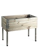 myGardenlust Hochbeet aus Holz - Kräuterbeet für Garten Terrasse Balkon - Pflanzkübel als Gemüse Beet - Pflanzkasten Groß Outdoor mit Fußkappen aus Kunststoff Dunkelgrau imprägniert | 100x50 cm