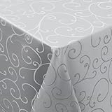 smiry Tischdecke Abwaschbar Ornamente Rechteckig 90 x 90 cm Mitteldecke Damast Tafeldecke Kratzfest aus Polyester Pflegeleicht für Küche, Party - Grau