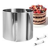 Tortenring, Edelstahl Tortenring Verstellbar. Tortenring Hoch 15 CM mit 2 Befestigungsclips, teleskopisch verstellbar zwischen 16 und 30 CM, die Innenwand des Backring hat eine skala, zum Backen