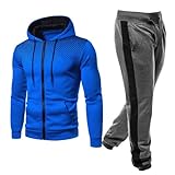 Trainingsanzug Herren Baumwolle, Langarm Warme Wintercoat Oversized Kapuzenpullover Freizeitanzug Mit Elastischem Sportanzug Regular Fit Fitness Sportanzug Mit Reißverschluss Langarm Jacke Lange Hose