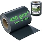 Workinghouse 1 x 35 m PVC Sichtschutzstreifen für Doppelstabmatten 450g/m² - Zaunsichtschutz, Gartenzaun, Sichtschutz, Zaunfolie - inkl. 26 Clips/Klemmstreifen (Anthrazit)