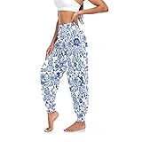 Yasala Yogahose für Damen, hohe Taille, Stretch, lockere Boho-Hose, Sport, Tanz, Haremshose, Mehrfarbig-018, X-Groß