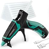 MAXDONE Heißklebepistole Akku mit 30 Heißklebesticks, USB Typ-C Aufladende & Heissklebepistole Akku 3000mAh, Klebepistole Kabellos mit 30 Stück 7mm Klebesticks zum Basteln DIY und Schnelle Reparaturen