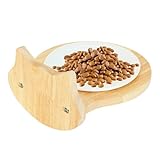 Keramik-Katzennapf - Haustierkäfignapf, Käfigbehangnapf | Haustierfütterungsgerät mit Holzsockel für Katzen, Kaninchen, Hunde und andere Kleintiere