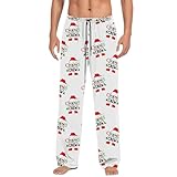 Schlafanzug Thermounterwäsche Männer Weihnachten gedruckt Nachtwäsche Trend lose Bequeme Sport Home Winter Außenhandel Casual Hosen (White, M)