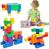 ROUSKY 48 Stück mathematische Lehrhilfen – sechseckige magnetische Würfel, magnetische Blöcke, räumliches Denken, geometrische solide Modelle für Schüler, magnetische Bausteine für Kinder