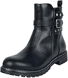 Black Premium by EMP Damen Schwarze Bikerboots mit dekorativer Schnalle und Bikernähte EU38