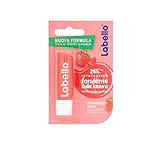 Labello Strawberry Shine Lippenbalsam, 4,8 g, farbenfroher und pflegender Lippenbalsam mit Erdbeergeschmack, 24 Stunden feuchtigkeitsspendender Lippenbalsam mit natürlichen Inhaltsstoffen