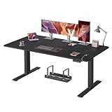VASAGLE Höhenverstellbarer Schreibtisch, 160 x 80 cm, USB-C-Anschluss, Ablage für Steckdosenleiste, Stehtisch, Erinnerung bei langem Sitzen, 3 Speichertasten, für Büro, tintenschwarz LSD146BZ02
