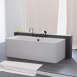 Tronitechnik® Badewanne Saria Maße ca. 170 x 80 x 58cm Wanne, inkl. Schwarze Armatur - Füllmenge 195 Liter, aus Acryl mit Siphon/Ablaufgarnitur und Überlaufschutz, weiß Luxus Badewanne,Nostalgielook