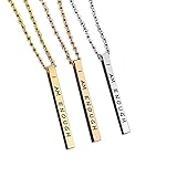 SJZWCHQ Damen-Halsketten, Edelstahl, kubanische Kette, Engraveu201cI Am Enoughu201d, Anhänger-Halsketten, Schmuck, Geschenk für Mutter, Frauen, Mädchen