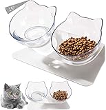 Futternäpfe Katzen Futter,15 ° Kippbare katzennäpfe Doppelter Katzenfutter Transparente Katzenfutterschale Futternapf für Katze Welpe Futter und Wasser
