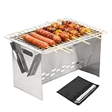 Palaufr Tragbarer Holzkohlegrill,Zusammenklappbares Kochausrüstung Inklusive Tragetasche | Barbecue Grill | Für Garten Terrasse Grillen Kochen Picknick Rucksackreisen Tailgating