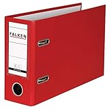Original Falken PP-Color Kunststoff-Ordner Sonderformat. Made in Germany. 8 cm breit DIN A5 quer mit Wechselfenster rot Kontoauszug Ringordner Aktenordner Briefordner Büroordner Plastikordner
