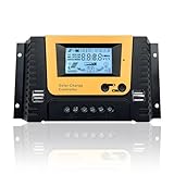 30A Solarladeregler 12V 24V 36V 48V Solarregler, PWM Solar Laderegler 30A mit Temperatursensor, 4 USB Ports, Fit für MAX 1560W Solarpanels 12V 24V 36V 48V Bleisäurebatterie und Lithiumbatterie usw.