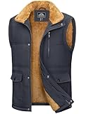 MAGCOMSEN Herren Fleece Gefüttert Weste Ärmellos Outdoor Jacke mit Multi Taschen Herren Winddicht Daunenweste Outdoor Anglerweste Winter Stehkragen Funktionsweste Dunkelgrau 3XL