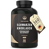 Schwarzer Knoblauch Extrakt - 22500mg pro Tag (15:1) Extrakt - 360 Kapseln 6 Monate Vorrat - Mit S-Allylcystein (SAC) - 14,89% Polyphenole - fermentiert, vegan - TRUE NATURE
