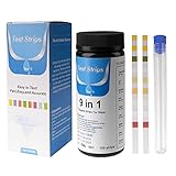 Gobesty 9 In 1 Wassertest Aquarium Teststreifen, 100 Stück Aquarium Wasserhärte Teststreifen Süßwasser-Master-Set Für Nitrit Test Aquarium Allgemeine Härte, Freies Chlor, Ph-Wert, Karbonat