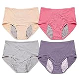 Generisch High Waist Leakproof Underwear for Women - Incontinence/Menstrual Leak Proof Breathable Briefs, Plus Size (4PCS-E,M)