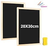 NIEEKRUN 2er Set Kreidetafel mit Holzrahmen, 20 x 30 cm Schiefertafel zum Beschriften inkl. 4 Kreiden & 1 Schwammradierer, Ideal für Hochzeit, Party & Schule