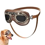 FOSDICK 1Pcs Retro Hundebrille, Brille Hund UV-Schutz, Winddicht Hunde Brille, Sonnenbrille Hund mit Verstellbare Riemen, Hundesonnenbrille für Mittel Große Hunde, zum Autofahren,Outdoor-Aktivitäten