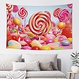 BWLHJKE Sweet Candy Wandteppich, Wandbehang, Tapisserie für Schlafzimmer, 152,4 x 101,6 cm, ästhetische Wandteppiche, Wandkunst, Poster, Wanddecke für Heimdekoration, Banner, Geschenk
