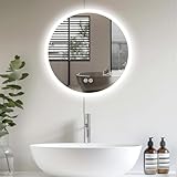 AllRight LED Spiegel Bad mit Beleuchtung 50cm Rund - Dimmbar mit 3 Lichtfarben (3500K-6500K), Touch-Schalter, Beschlagfrei - Badezimmerspiegel mit Licht für Make-up & Rasur (50cm)