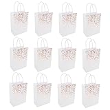FRCOLOR Herzmuster Papiertragetaschen Handliche Geschenktüten Für üßigkeiten Und Einkauf Rose Auf Weißem Kraftpapier