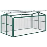 Outsunny Frühbeet mit Verstellbarem Dach, Frühbeetkasten Alu, Mini Gewächshaus mit UV-Schutz, Pflanzbeet für Balkon, Garten, 130 x 70 x 61 cm, Grün