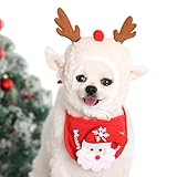 Q&A Hundeweihnachtsgeschenke, Hundemütze und Schal für kleine Hunde, warme Hundemützen, Hundeweihnachtspullover (Elch)