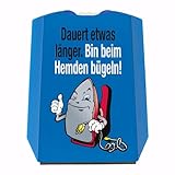 speecheese Lächelndes Bügeleisen Parkscheibe mit Spruch: Bin beim Hemden bügeln! Humorvolles Parkscheibe ngeschenk für Autofans