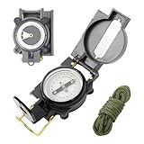 Outdoor-Kompass-Navigation, wasserdichtes Navigationswerkzeug für Kinder mit verstellbarer Deklination, Lupe und Skala, Armeegrün Schlüsselband