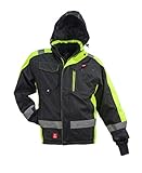 URG Warnjacke Warnschutzjacke Arbeitsjacke Winterjacke Gefüttert Schwarz (GL-8365) (XL)