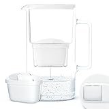 Wessper Wasserfilterkanne aus Glas 3L Kartuschen Ersatz für Dafi Unimax Aquaphor A5 BRITA Maxtra+ PHILIPS AWP212/10, Inklusive 1 Wasserfilter-Kartusche, Reduziert Kalk und Chlor, Weiß