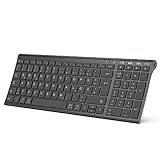 iClever BK10 Bluetooth Tastatur, kabellose wiederaufladbare Tastatur mit 3 Bluetooth Kanälen