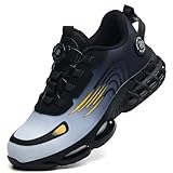 SDEQA Sicherheitsschuhe Herren Leichte mit Stahlkappen Arbeitsschuhe Trends Drehknopf Anti-Smash und Anti-Punktur Industrielle Turnschuhe,A,42 EU