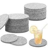 30 Set LAINIKE Filzuntersetzer Rund - Glasuntersetzer Waschbar, Rutschfest, Hitzebeständig für Tassen, Tisch, Bar, Getränke (Grau)